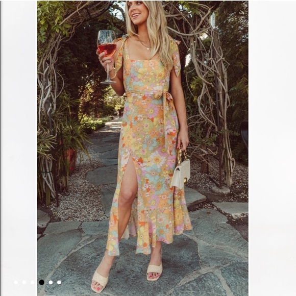 EUC - Show Me Your Mumu - Claire Midi Dress - Size L - Groovy Blooms - Picture 2 of 5